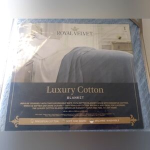 Royal Velvet Blue Luxury 100% Cotton Twin Blanket New, Never Opened, With Tags